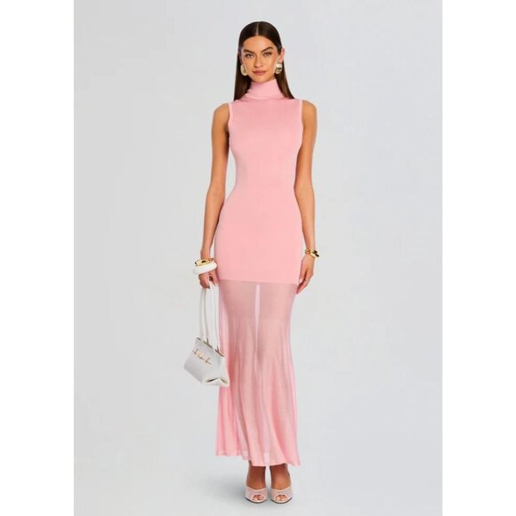SER.O.YA Amine Knit Maxi Dress in Coral Blush XX-Small New Womens Knit Gown - Picture 10 of 16
